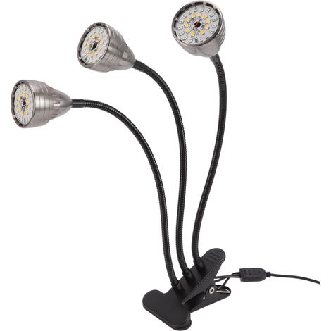 Vollspektrum-LED-Pflanzenlampe mit 3 Leuchtenköpfen und USB-Anschluss für Zimmerpflanzen und Sukkulenten (1/5)