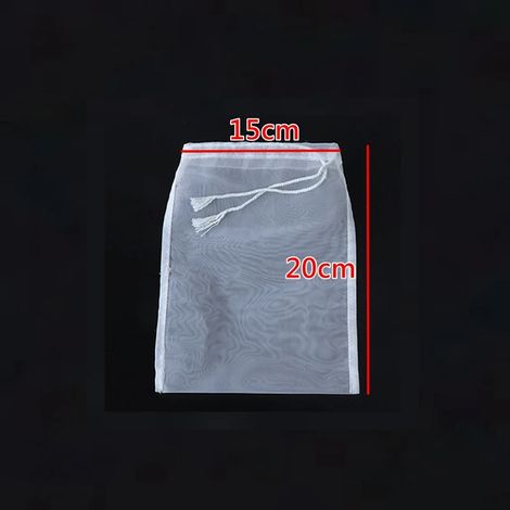 (15 x 20 cm - 100 mailles, 150 microns) Sac filtre pour lait de soja, vin, lait de noix, thé, café, huile, yaourt, filet de filtration en nylon réutilisable pour la cuisine et les aliments. (1/5)