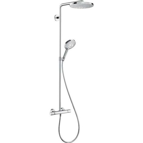 Hansgrohe Raindance S - Brauseset mit Thermostat, Durchmesser 24 cm, 3 Strahlarten, EcoSmart+, Chrom 28825000 (1/2)