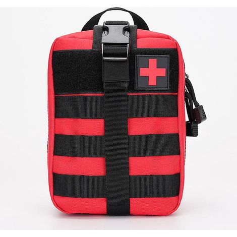 trousse De Premiers Secours De Voyage (rouge), Sac Edc Multifonctionnel, Trousse De Premiers Secours Souple, Velcro, Trousse Mdicale Tactique Pour (1/5)