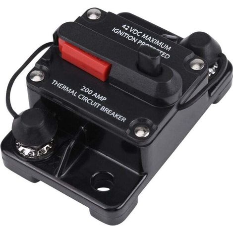 DC12V-24V 50A-300A Porte-fusible Etanche Disjoncteur avec Réinitialisation Manuelle Protection contre Surcharge Surtension Surintensité pour Audio Stéréo Vidéo Voiture Auto, Version Améliorée(200A)