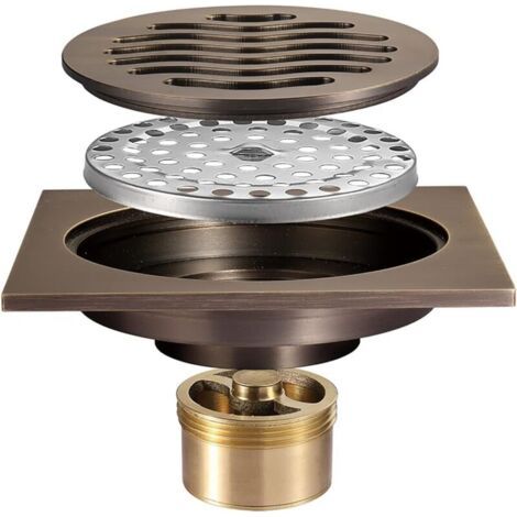 Drain de Douche 100x100mm Siphon de Sol Carré Laiton Caniveau de Douche Anti-Odeur Drain de Plancher pour Salle de Bain
