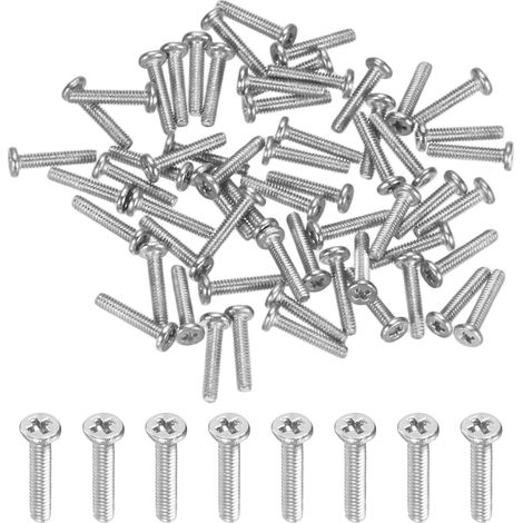 100-Pack Vis À Tête Plate, M1.2x6mm Acier Inoxydable 304 Phillips Mini Vis Pour Machines/Équipements, Fixation À Entraînement Croisé (1/5)