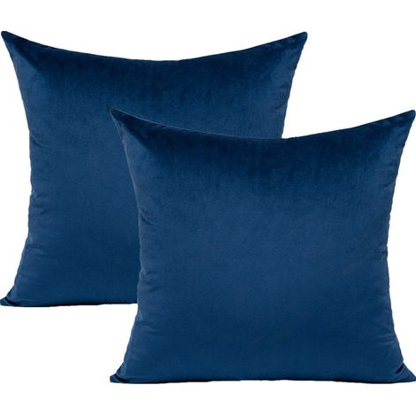 Housse de Coussin en Velours Super Doux Carré Décoratif Taie d'Oreiller 50x50cm pour Chambre Salon Canapé Lit Chaise Voiture Ensemble de 2,Bleu Foncé (1/5)