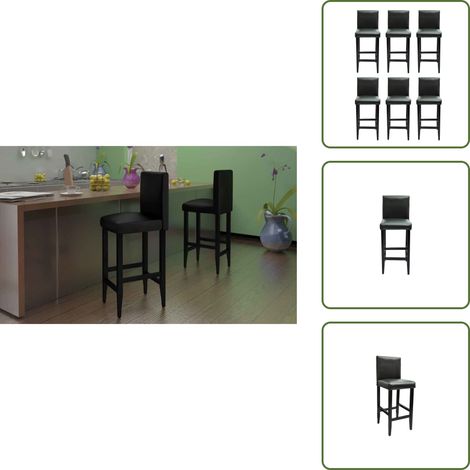 Tabourets de bar lot de 6 noir similicuir - Tabouret De Bar - Tabourets De Cuisine - Ensemble De Tabourets - Meubles De Salon - Mobilier Moderne