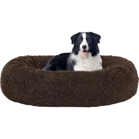 Rundes Hundebett 90cm Ø, kuschelig, waschbar, rutschfest, braun (1/5)