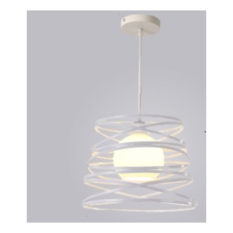 Lustre Design Industriel Ressort Cage Forme Métal Plafonnier Fer Lampe E27 Simple Salon Éclairage Restaurant Café Bar Table Fer Art Tête Unique Postmoderne Suspension 20 17cm Noir 1 Pièce