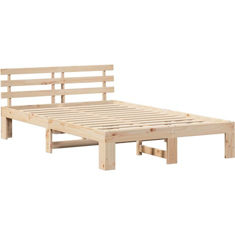 Lit double,Lit adulte,Cadre de lit Marron 120 x 190 cm Bois de pin massif CFW4542359 (1/5)