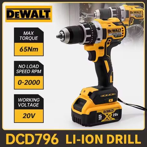 DEWALT DCD796 Perceuse visseuse à percussion sans fil 18V XR, corps seul sans batterie ni chargeur, perçage métal tôle structure acier atelier (1/5)