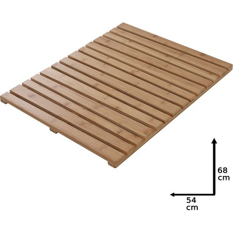 Pedana doccia rettangolare in legno di bambù 54x68 cm