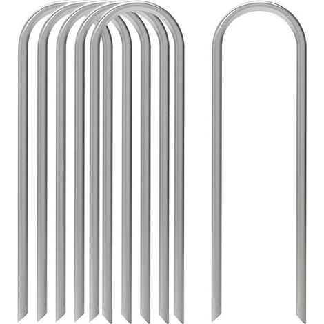 Ancrages de trampoline piquets acier sécurisés antirouille, fixation sol robuste extrémités en U, kit de 8 pièces pour stabilisation extérieure (1/4)
