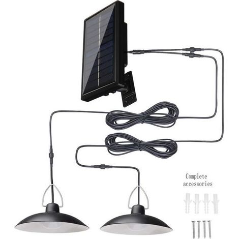 Lustre Lumière solaire télécommande Double têtes Lampe - Luminosité réglable - Étanche (1/4)