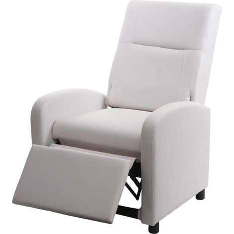 Poltrona relax reclinabile TV HHG-660 regolabile ecopelle 75x70x99cm bianco