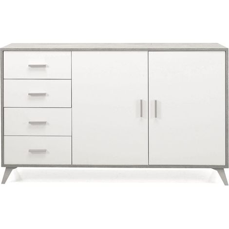 Madia con 2 ante e 4 cassetti 158 cm in melaminico Cemento - ARIEL (1/3)