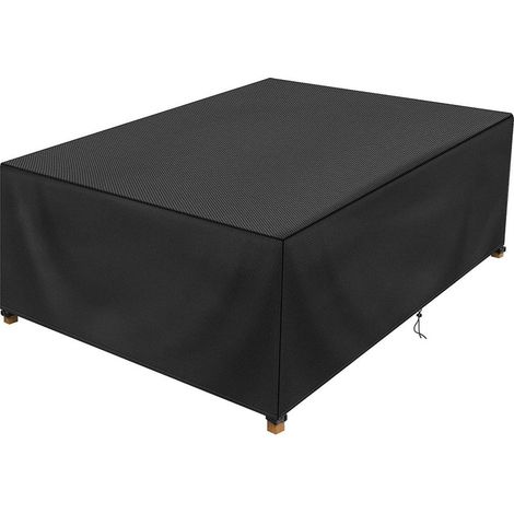 Housse de table de patio imperméable, protection rectangulaire pour meubles de jardin, couvre-table extérieur noir pour tables de repas, chaises, canapés et tables de pique-nique – 213x132x74 cm. (1/5)