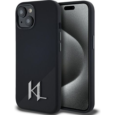 Funda Karl Lagerfeld de silicona Shadow Metal Initial MagSafe para iPhone 15 negra (1/5)