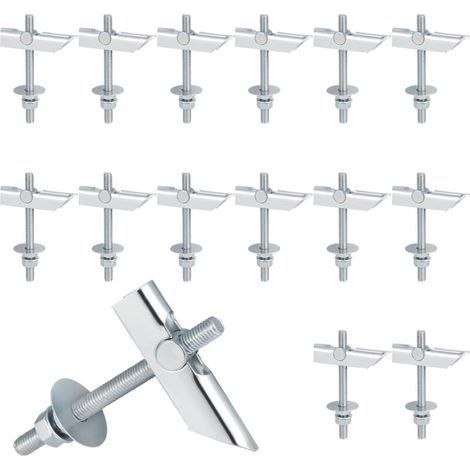 15 Jeux de Cheville a Bascule, M6 x 100mm Suspente Placo Robuste, Cheville Placo Charge Lourde en Acier au Carbone,Cheville Parpaing Creux pour les Plafonds et les Plaques de Plâtre (1/5)