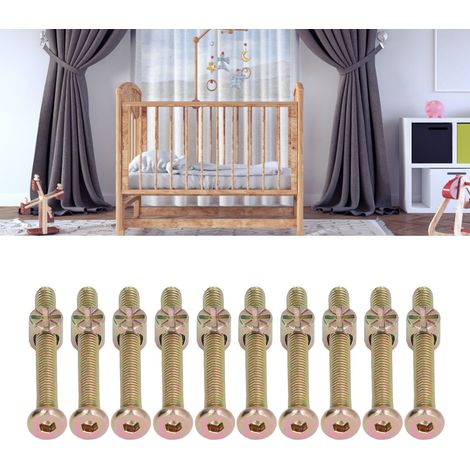 10 Jeux de Vis à Tête Cylindrique Hexagonale M6 en Acier Inoxydable Galvanisé pour Lit Bébé et Meubles, Kit de Quincaillerie M6x50mm