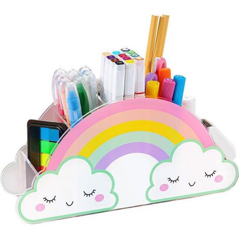 Porte-Crayons Acrylique - 5 Compartiments 24x12x7 cm - Bureau Coiffeuse Salon - 1 Pièce (1/5)