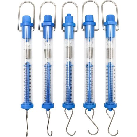 Five Transparent Cylindrical Spring Dynamometers for Physics Experiments, 1N, 5N, 10N, 20N, 30N (1/5)