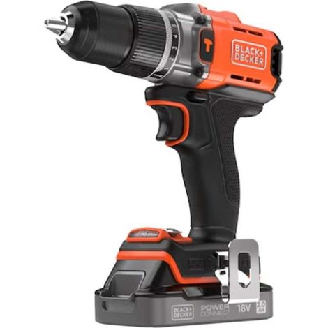 BLACK+DECKER Werkzeug - 18V Akku-Schlagbohrmaschine, 1x 2,0 Ah Li-Ion Akku, Ladegerät BCD383D1XC-QW