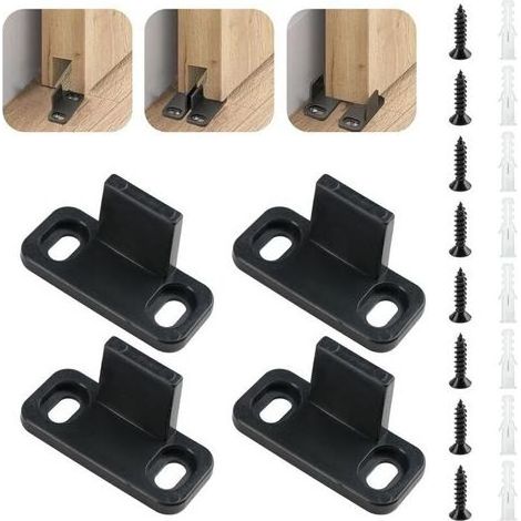 Set mit 4 Schiebetürführungen, 45 x 20 x 24 mm. Multifunktionale Bodenführung für Schiebetüren. Robuste Bodenführung mit Geräuschdämpfungssystem und Befestigungsschrauben. (1/4)