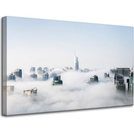 Leinwanddruck Architektur Wolkenkratzer 80x50 USA Himmel Nebel