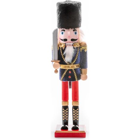 Figur MagicHome Weihnachten Woodeco, 38 cm, Nussknacker mit Pelzmütze, Holz (1/2)