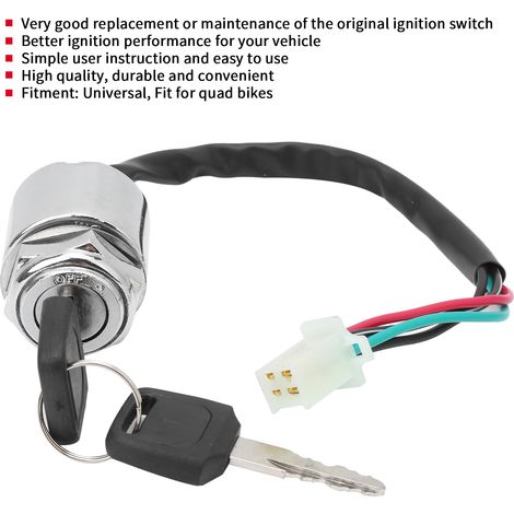 Démarreur d'allumage de moto, interrupteur d'allumage de moto de remplacement universel, livré avec 2 clés, vélo de saleté pratique pour vélo électrique de moto ATV. (1/5)