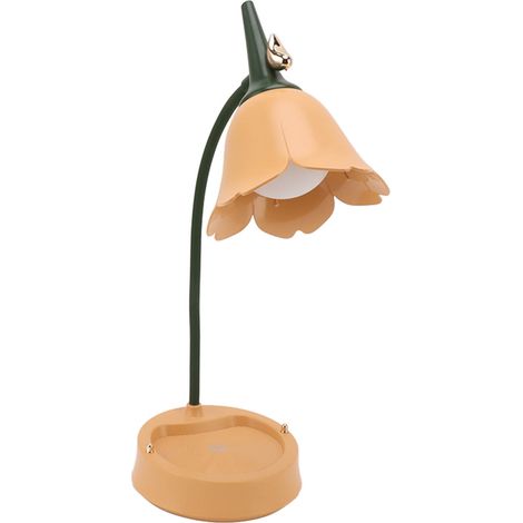 Lampe de bureau tactile LED 3W, 3 niveaux d'intensité, pliable, en forme de pétale, USB 5V, orange (1/5)
