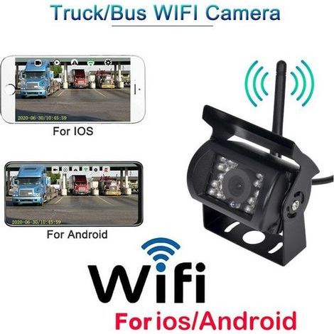 AIDUCHO Camera De Recul Sans Fil Wifi Hd 12v-24v Pour Camion Grand Angle 170 Degre Distance De Transmission 50 M Vision Nocturne Etanche Ip67 (1/5)
