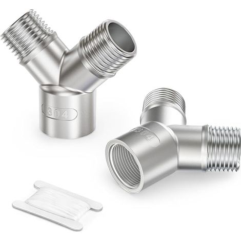 2 pièces de raccord en Y 3/8" BSP, répartiteur fileté 3 voies en acier inoxydable 304, raccord mâle-femelle pour compresseur d'air, eau, carburant et gaz (1/5)