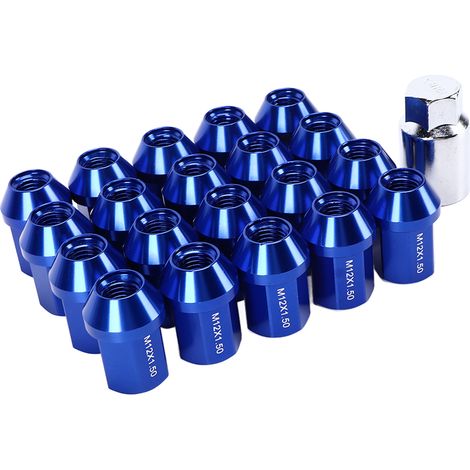 Keenso 20-teiliges Radmuttern-Set M12 x 1,5, 35 mm, Aluminiumlegierung 6061, geschlossenes Ende, für Sonata 2001-2019 (BLAU)