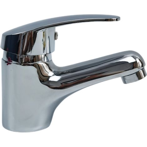 CCYKXA Waschbeckenarmatur mit quadratischem Griff, Kalt- und Warmwasser-Waschtischarmatur mit Einhebelmischer, Silber, Zinklegierung (1/5)