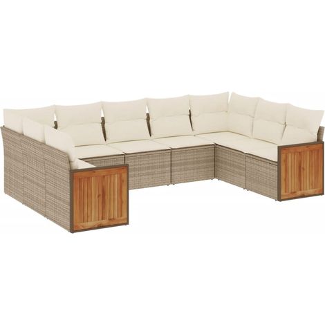 Maison Exclusive - Salon de jardin 9 pcs avec coussins gris résine tressée (1/5)