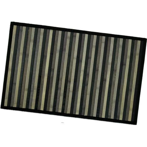 Tapis en Bois de Bambou Cuisine Salle de Bain Chambre Anti-dérapant Petit Déjeuner Napperon Noir - 30x43 cm