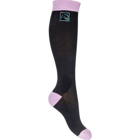 39/42, Nero e Lilla: Damen Sommer Reitsocken Knöchel und gepolsterte Spitze mit holographischem Logo Harbour Island Muster (1/5)