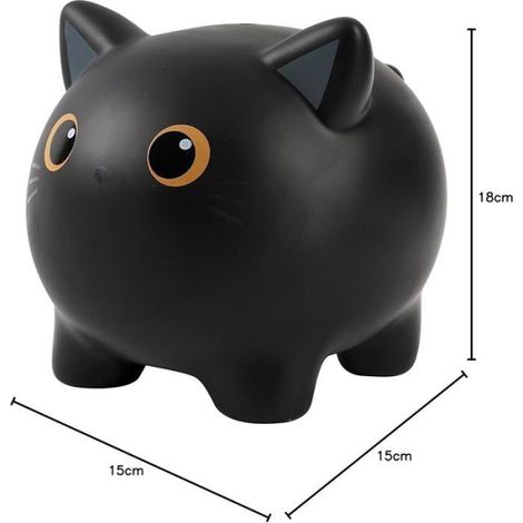 Tirelire Chat Noir - Décorative Et Fonctionnelle - Pour Économiser Pièces Et Billets - Design Ludique - 1 Unité (1/5)
