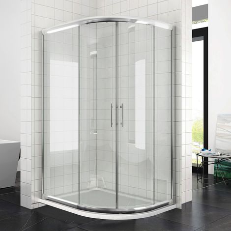 ELEGANT 1200 x 800 mm offset Quadrant Shower Enclosure Sliding Glass Cubicle Door (1/5)