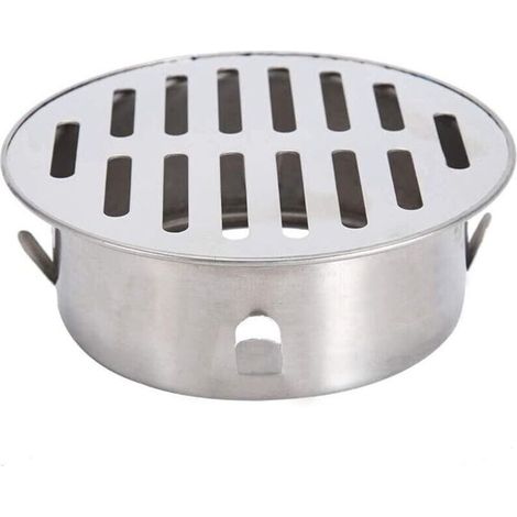 Siphon de sol, siphon de sol rond, 1 pièce couvercle de siphon de sol en acier inoxydable siphon de sol antiblocage pour balcon pour utilisation dans la cour extérieure 12,8 12,8 cm (bo