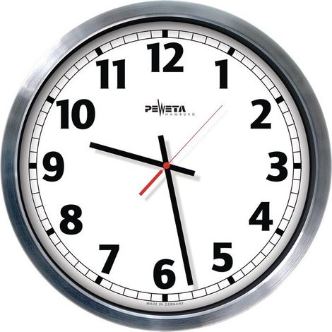 Horloge murale Jumbo horloge à quartz aluminium argent mat D.500mm 1,5V chiffres