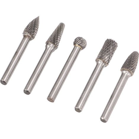 Lot de 5 fraises rotatives en acier tungstène de 6 mm (1/4 po) pour le travail du métal et du bois (1/5)