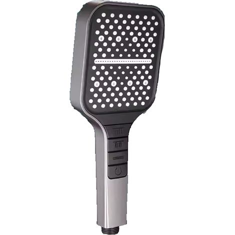 Pommeau de douche économique en eau, 7 jets, effet pluie avec bouton d'arrêt, réglage à une main et buse en silicone anti-blocage, grand pommeau de douche, pression accrue (1/5)