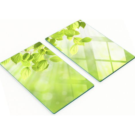 Tableros de vidrio decorativos multifuncionales con estampado de hojas, 2x30x52 cm.