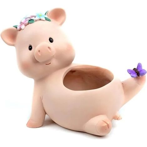 Mini pot de fleur - YSTP - Cochon - Résine - 5,8 x 8,9 x 11,2 cm - Décoration maison et bureau (1/4)