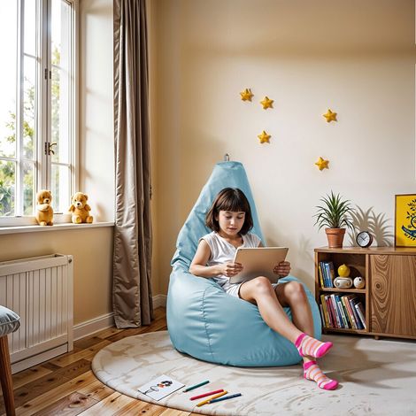 Pouf Poire Similicuir Indoor Bleu Ciel Happers XL Bleu Ciel