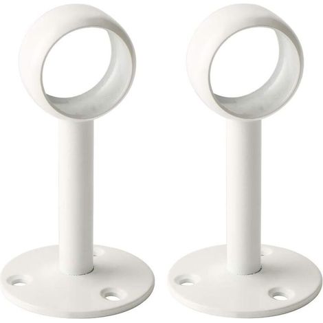 Support Tringle Rideau Plafond en Acier Inoxydable, Support Tringle Penderie pour Tube de rond Ø 25 mm, Blanc Brillant 2 Pcs (1/4)