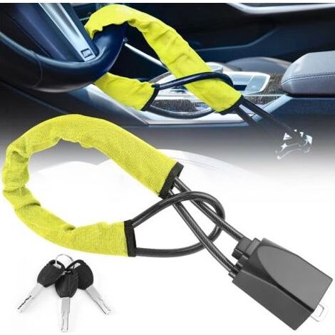 Blocage du volant - Dispositif antivol universel pour volant - Voiture Verrou de volant avec 3 clés pour la sécurité de la voiture, convient à la plupart des véhicules, camions, SUV, fourgonne (1/5)