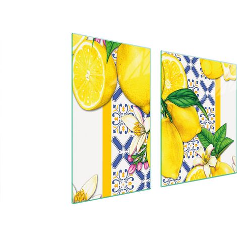 ASSIETTE EN VERRE et PLANCHE À DÉCOUPER 100x52 CITRONS (1/5)