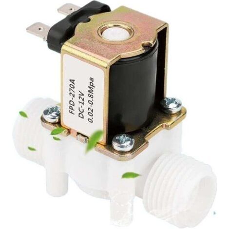 Électrovanne 12V G1 / 2&34 Vanne Électrique en Plastique de l'Eau Solénoïde d'Admission Normalement Fermé de N/C pour la Distribution de l'Eau